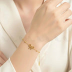 Delicate Ribbon Bow Charm Bracelet