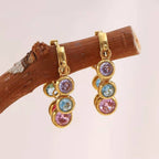 Multi-Color Gemstone Hoop Earring