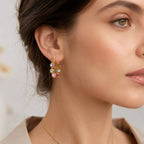 Multi-Color Gemstone Hoop Earring