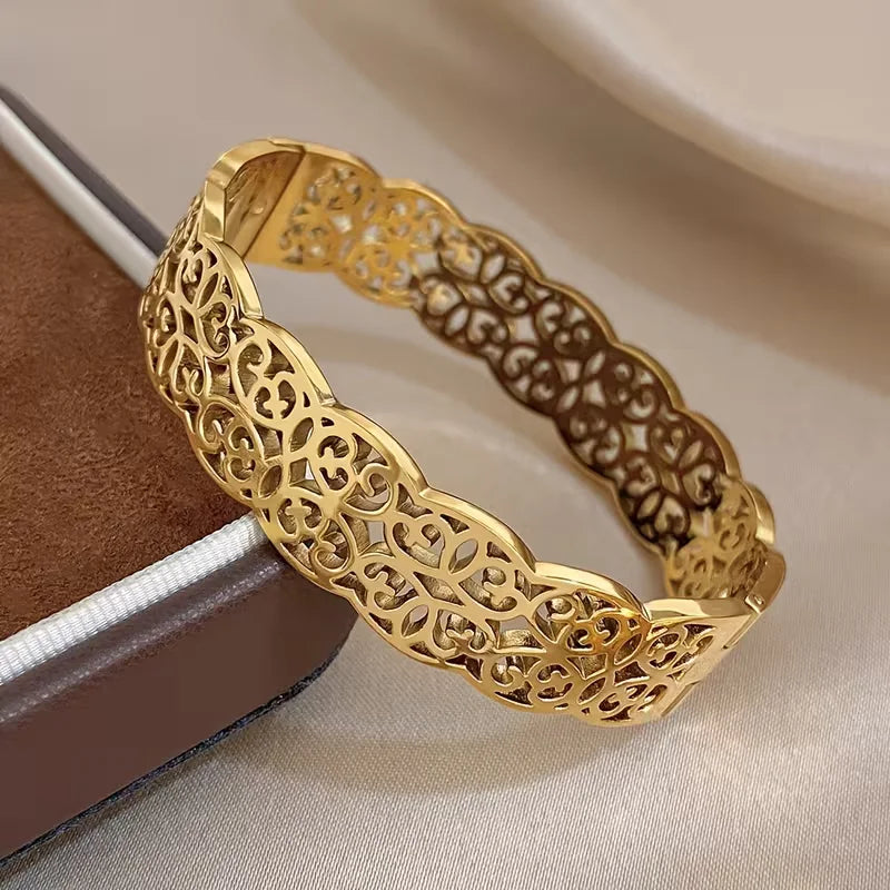 Stainless Steel Ornate Filigree Bangle