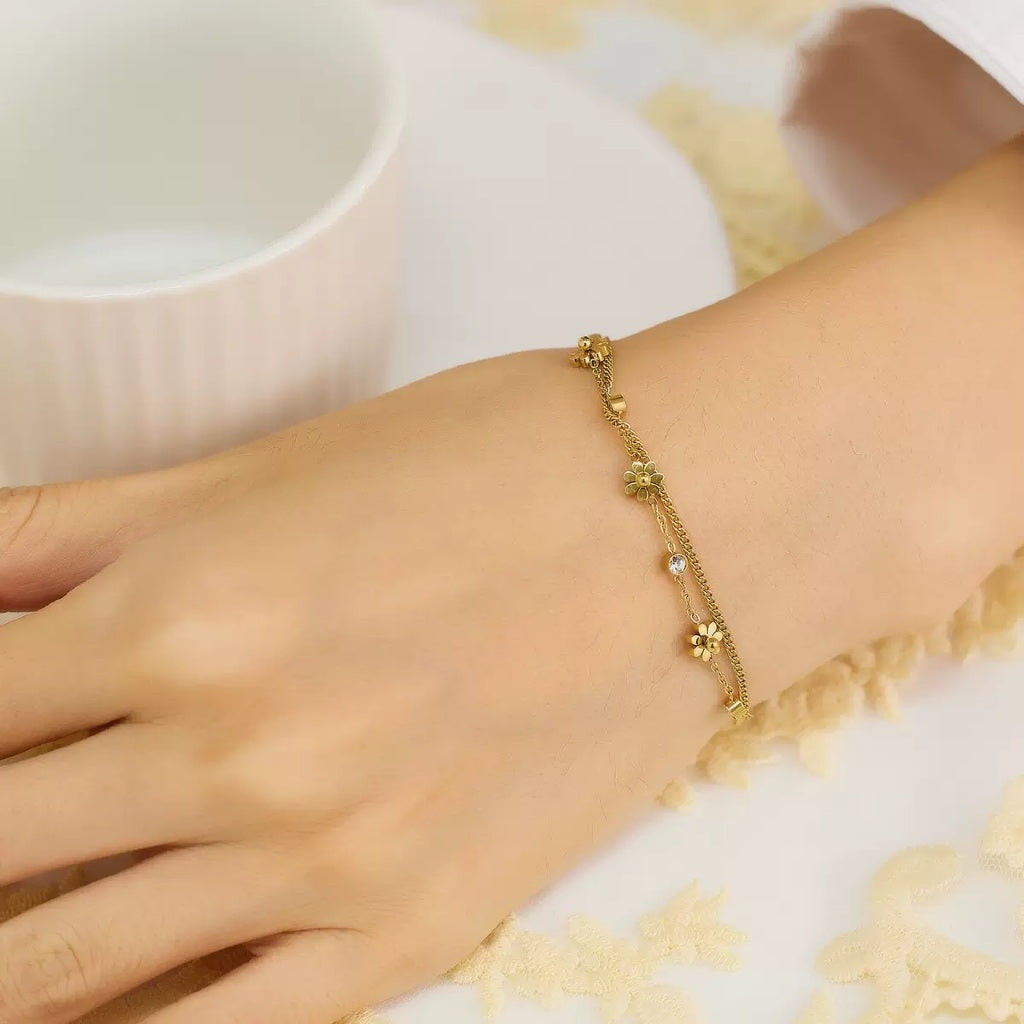 Style Elegant Double-Layer Cute Little Daisy Bracelet