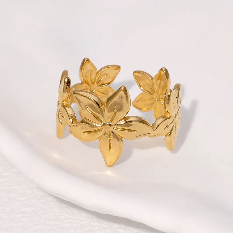 Gold Floral Open Ring