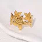 Gold Floral Open Ring