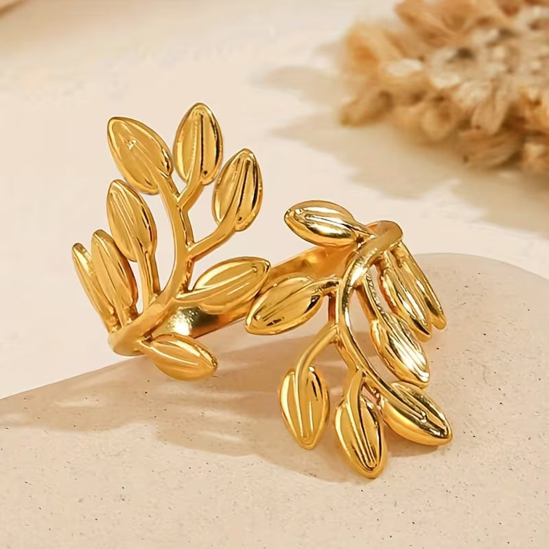 Gold Botanical Leaf Wrap Ring