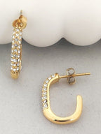 Partial Pavé Zirconia Oval Hoop Earrings