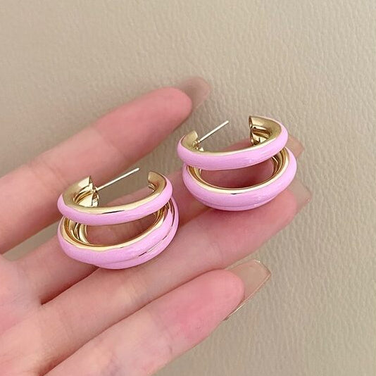 Multi-Layer C-Shaped Hoop Earrings