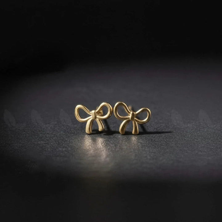 Exquisite Stainless steel Gold Bow Earrings