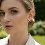 Exquisite Stainless steel Gold Bow Earrings