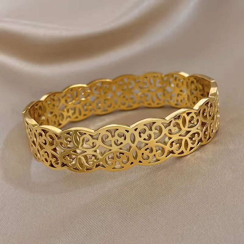 Stainless Steel Ornate Filigree Bangle