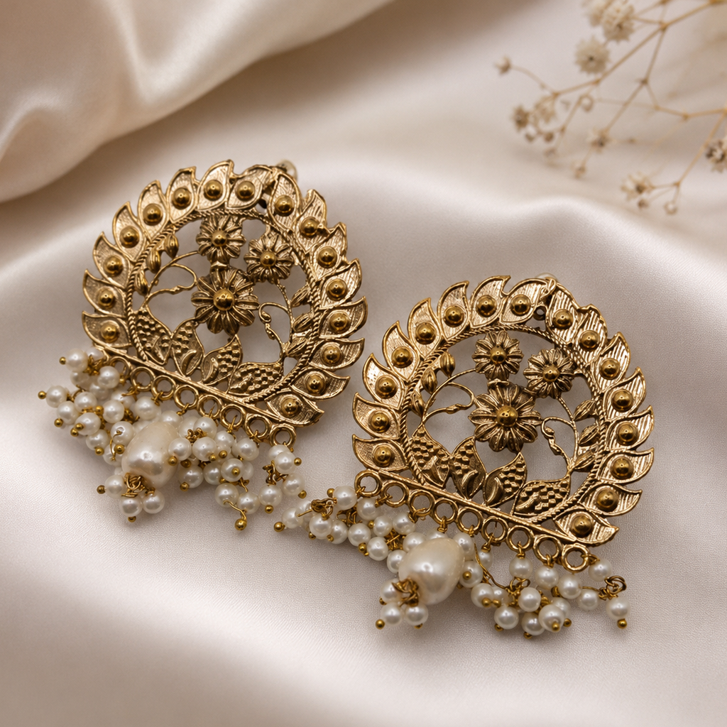 Antique Gold Triangle Shape Earrings