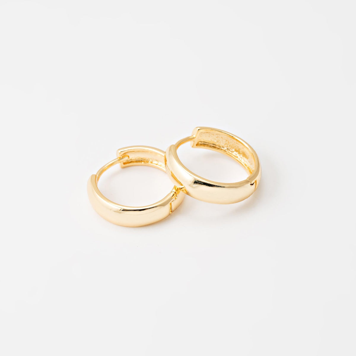 Flat Huggie Hoops Earrings, Gold Flat Hoop