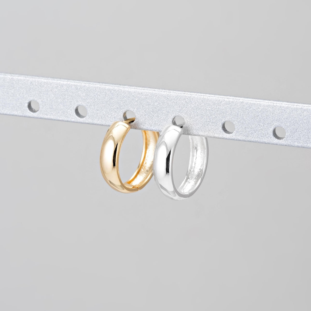 Flat Huggie Hoops Earrings, Gold Flat Hoop