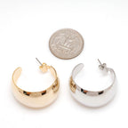 Chunky Dome Hoops,Chunky Gold and Silver Statement Hoops