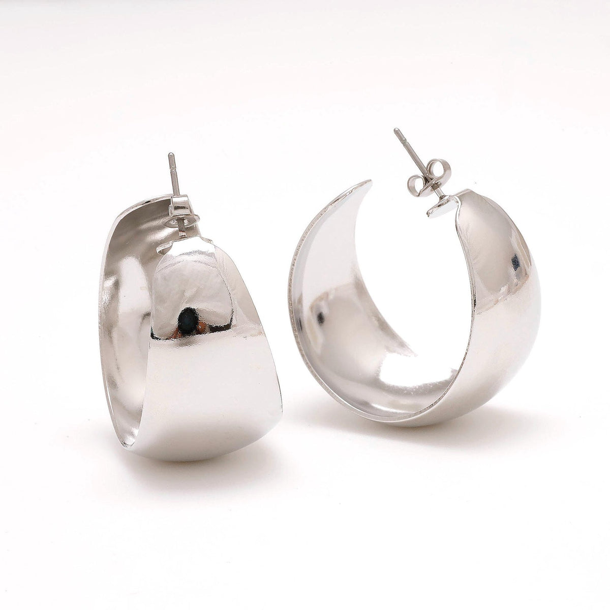 Chunky Dome Hoops,Chunky Gold and Silver Statement Hoops