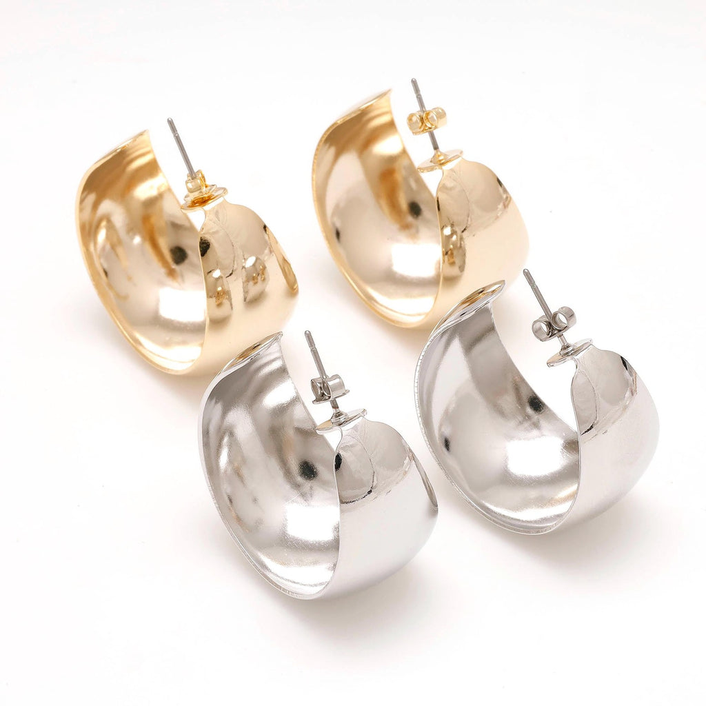 Chunky Dome Hoops,Chunky Gold and Silver Statement Hoops