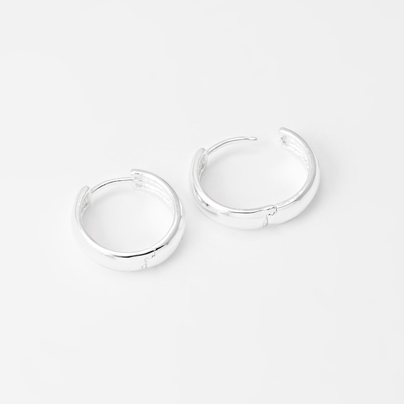 Flat Huggie Hoops Earrings, Gold Flat Hoop