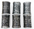 A Set of Six Wide, Antique-Style Oxidized Metal Cuff Bracelets