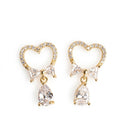 Heart And Bow Drop Earrings Adorned With Cubic Zirconia