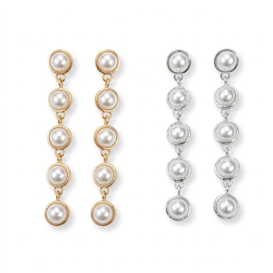 long circular pearl drop earrings For Women