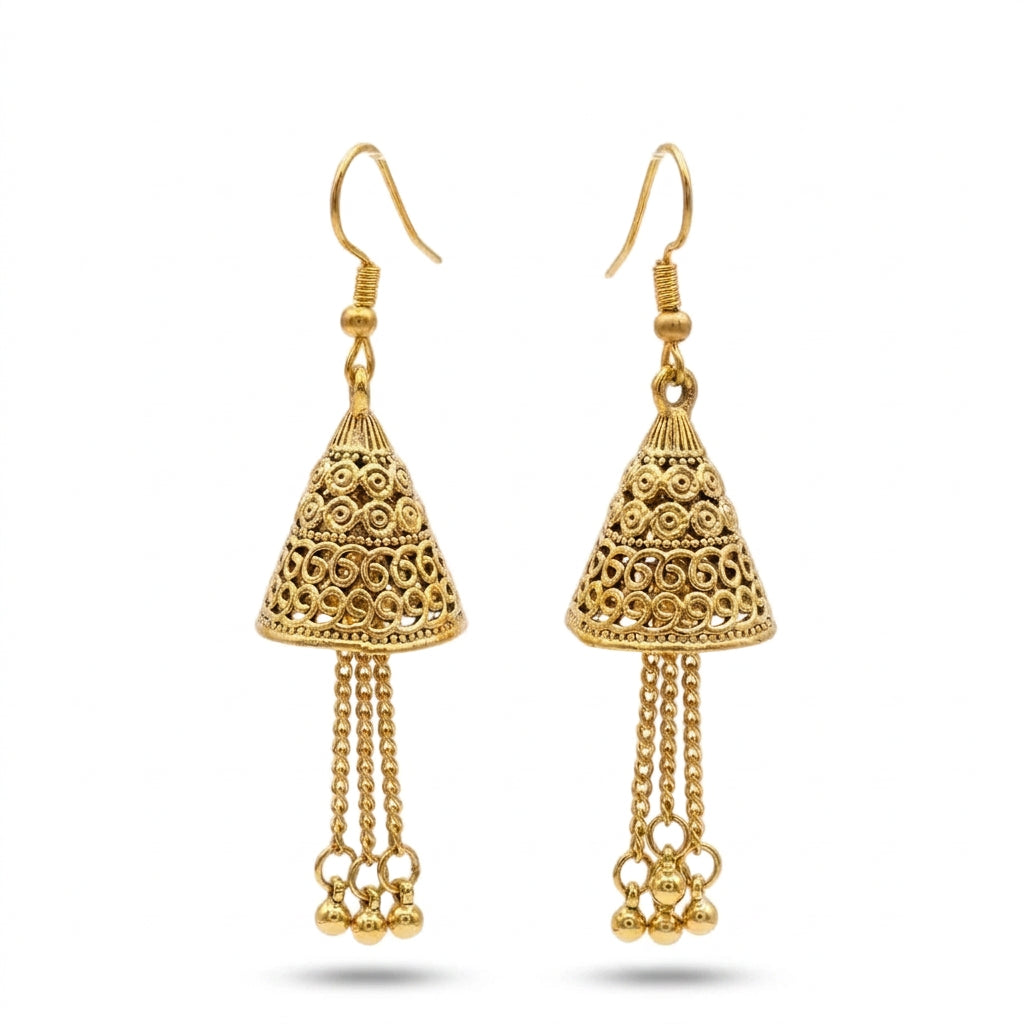 Golden-Tone Filigree Jhumka