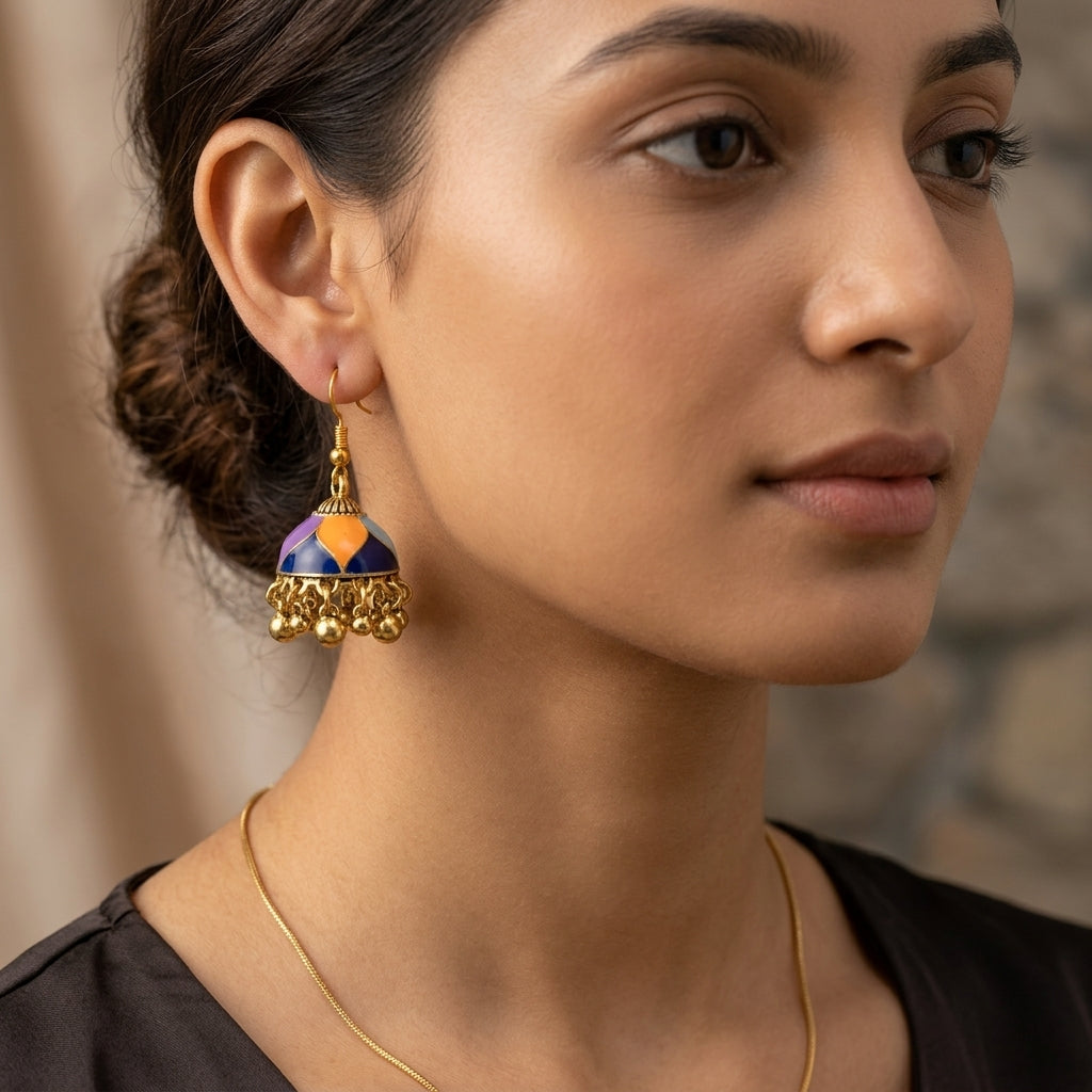 The Multan Blossom Meenakari Jhumkas