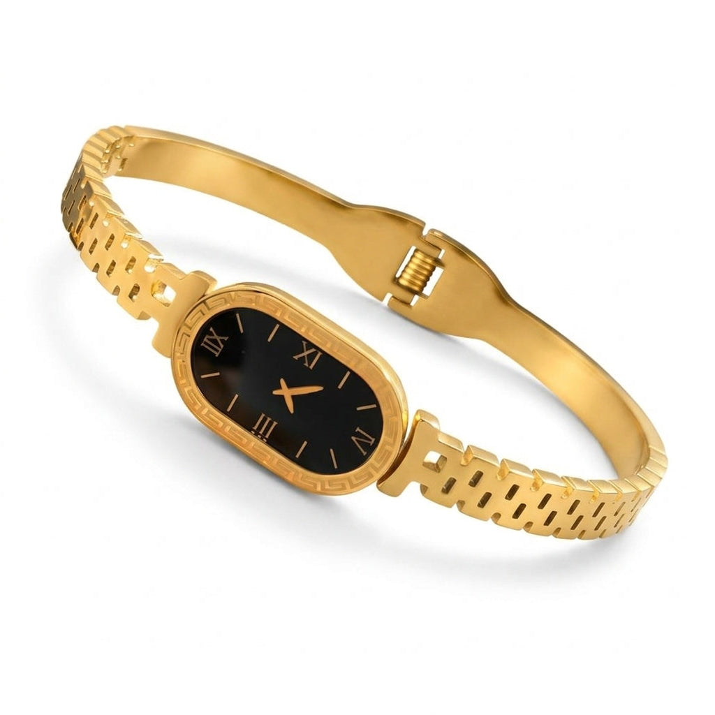 vintage-style gold-tone watch bangle