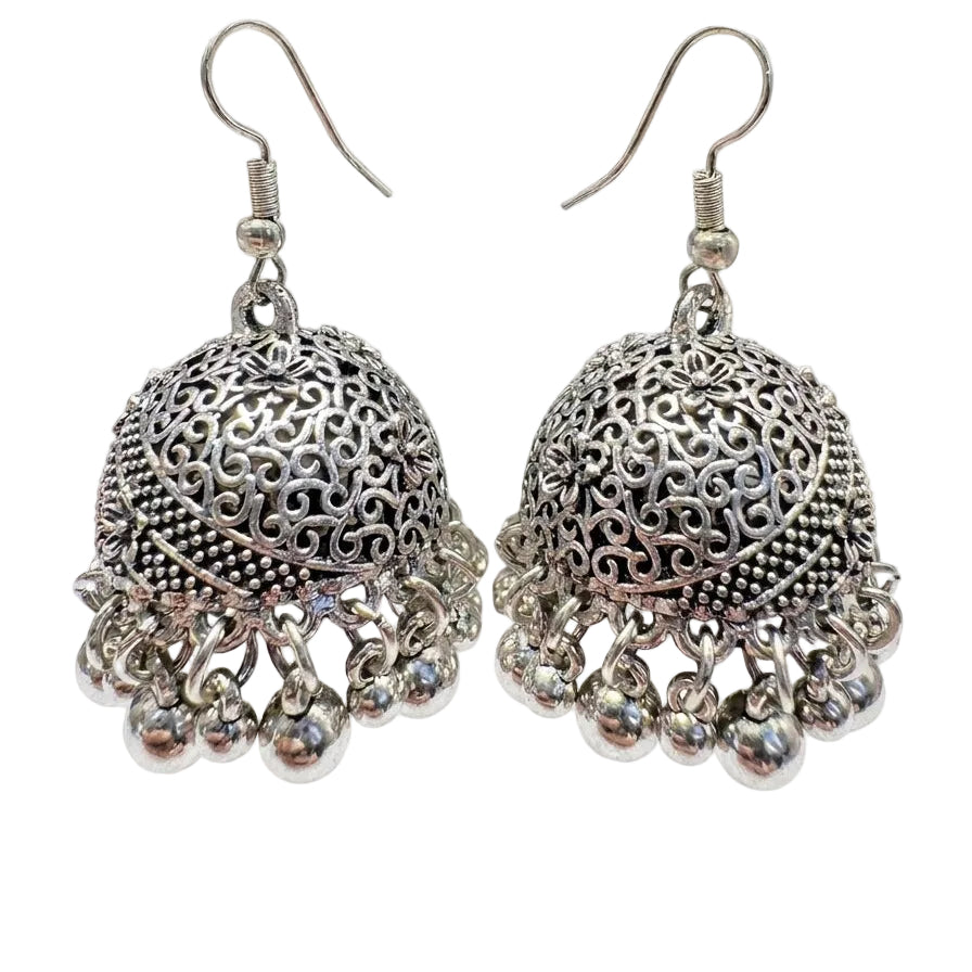 Antique Jhumka Earrings with Silver Pearls