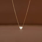 Diamond Heart Pendant Necklace - Stainless Steel