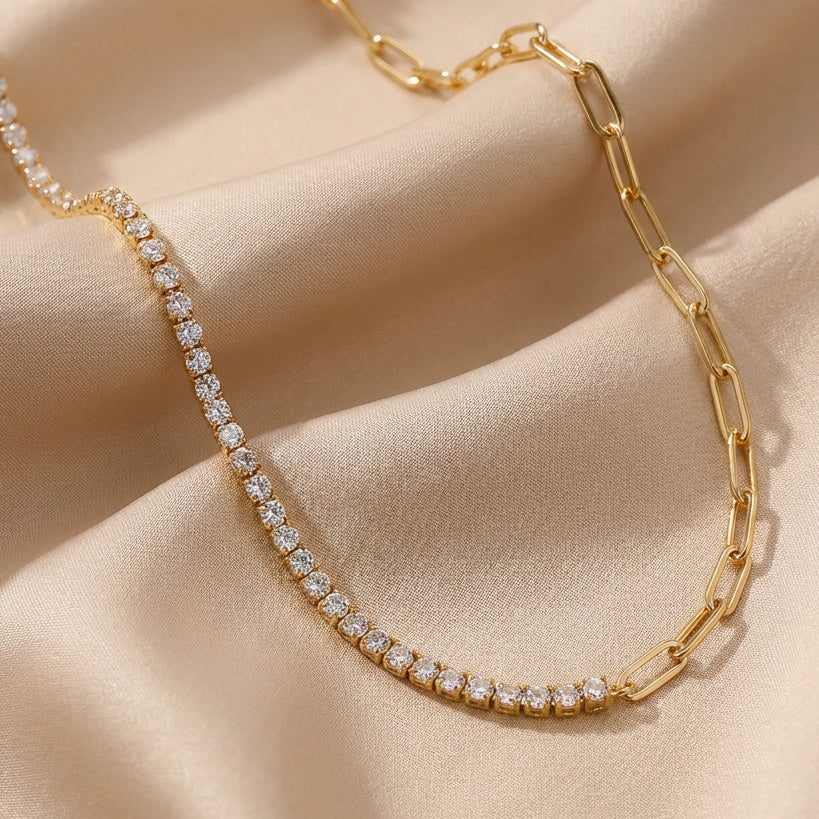 stainless steel - A cubic zirconia tennis necklace