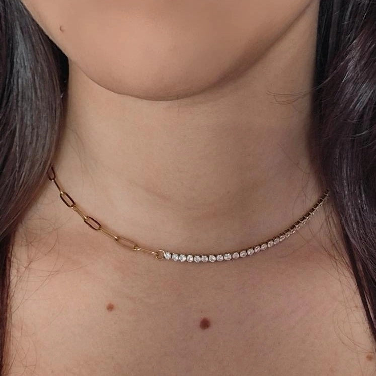 stainless steel - A cubic zirconia tennis necklace