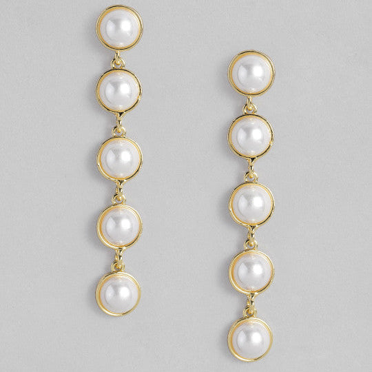 long circular pearl drop earrings For Women